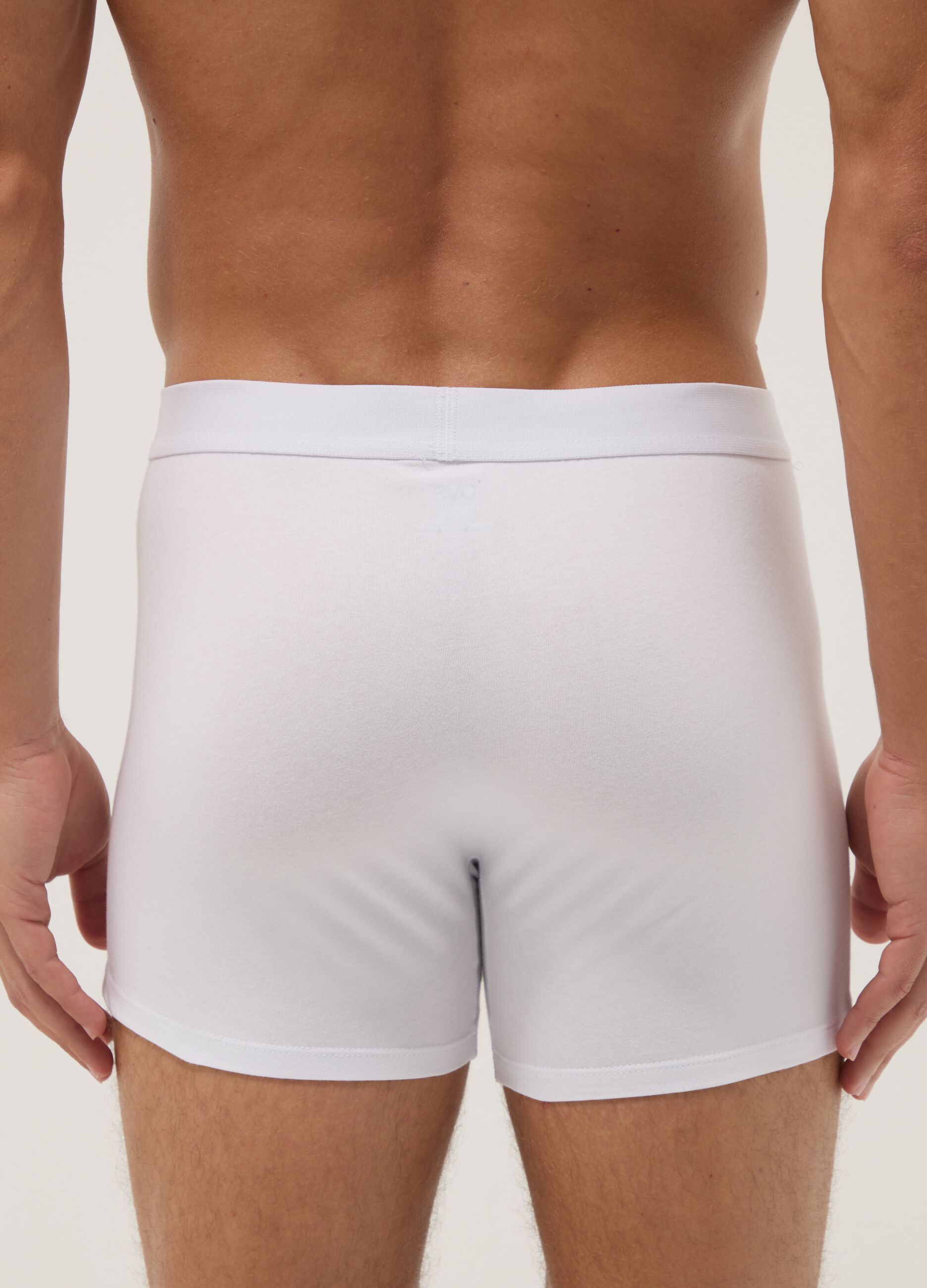 Three-pack of white organic cotton mid-length boxer briefs