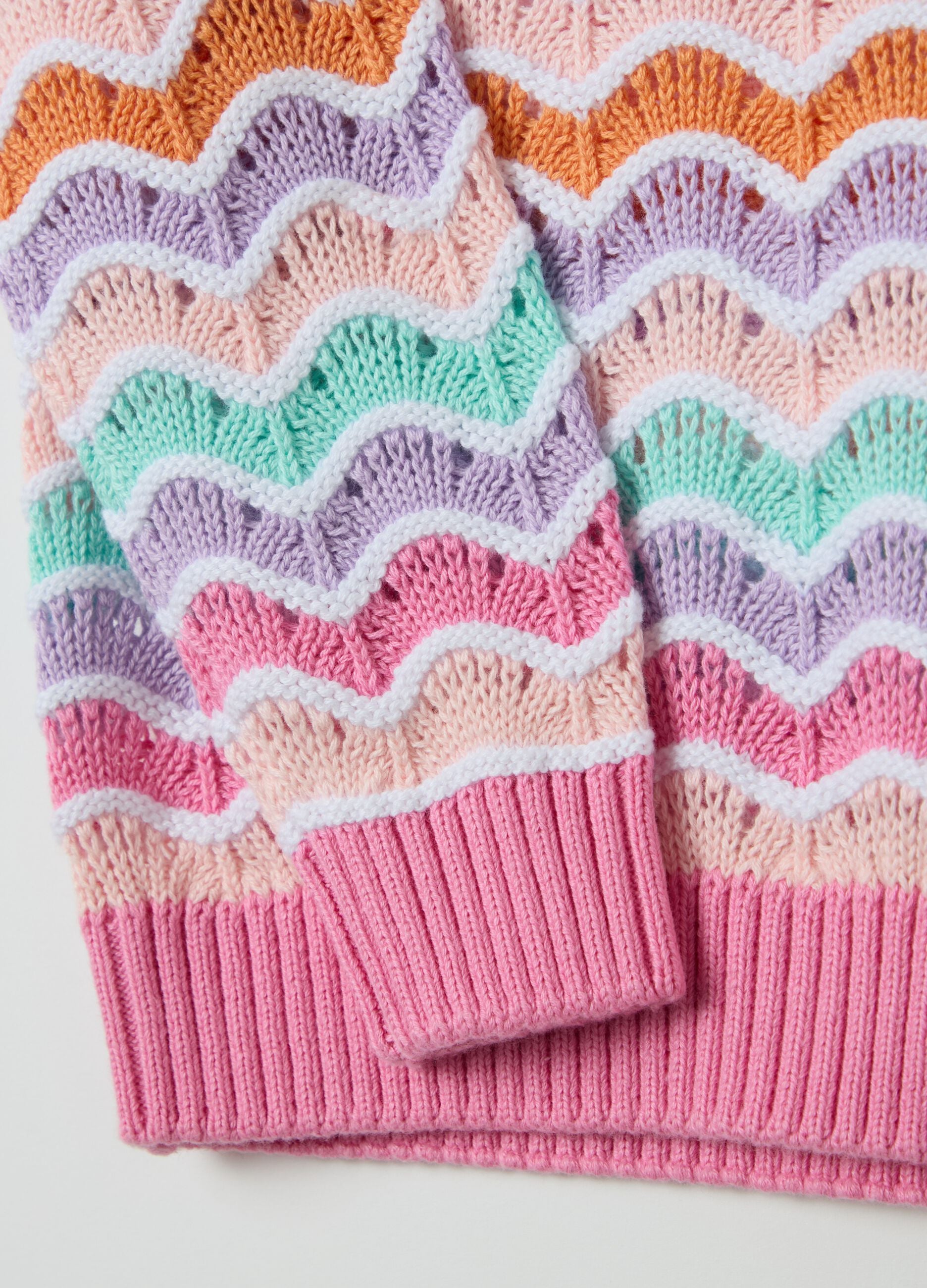 Cotton pullover with openwork design