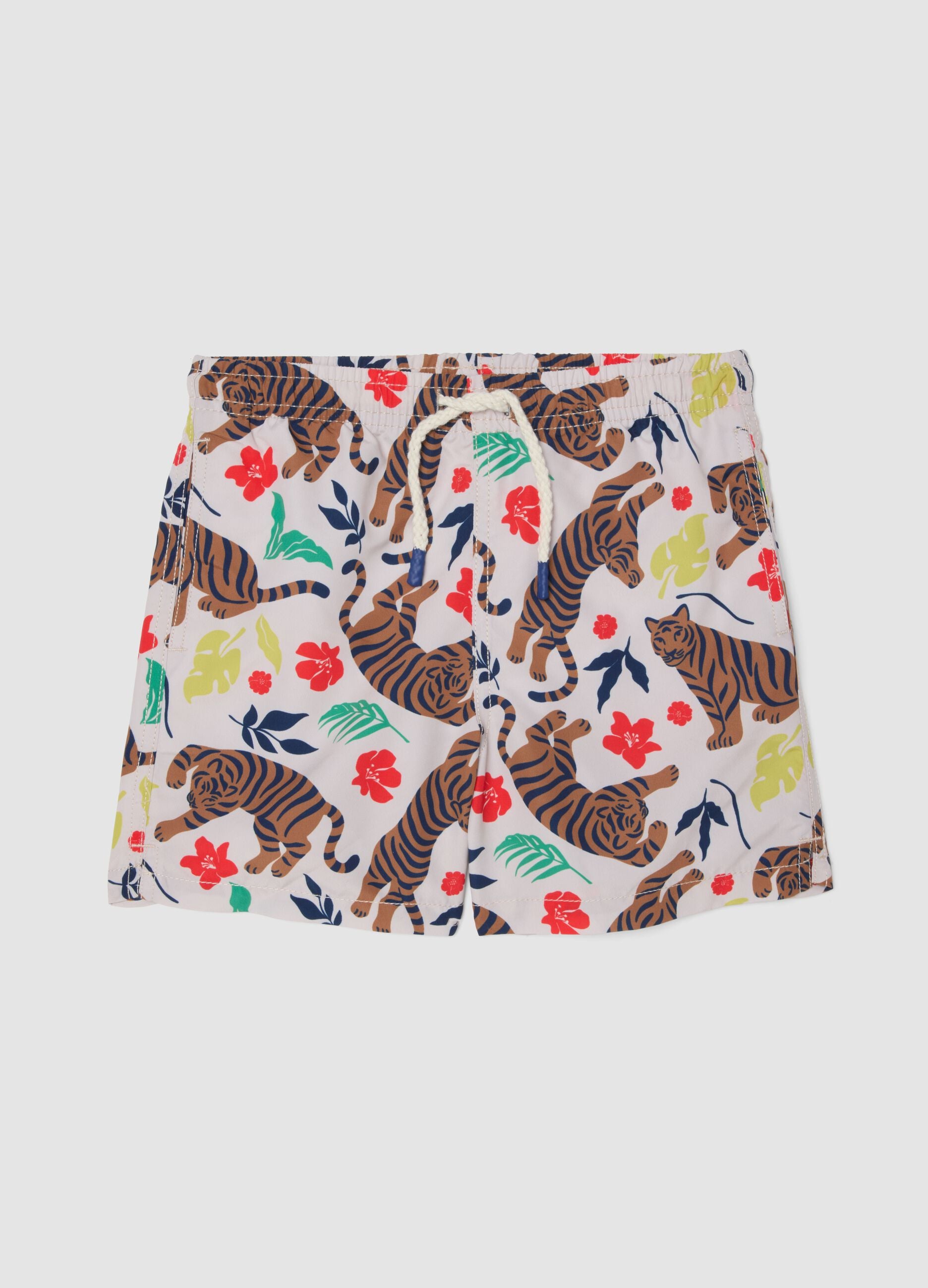 Multicolour boys&rsquo; swim shorts with tiger print