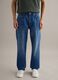 Blue cotton and linen blend denim jeans regular fit_1