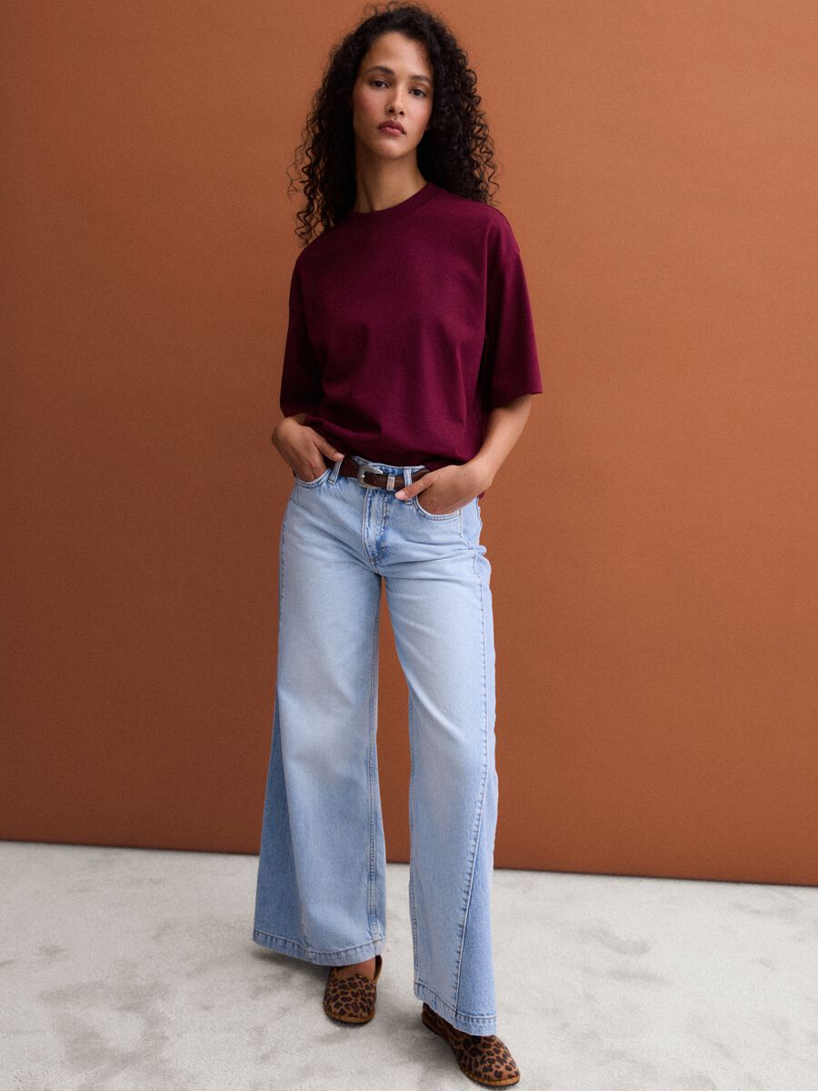 T-shirt rossa in misto cotone jersey a girocollo regular fit_2