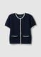 Regular fit blue cotton cardigan with buttons_4