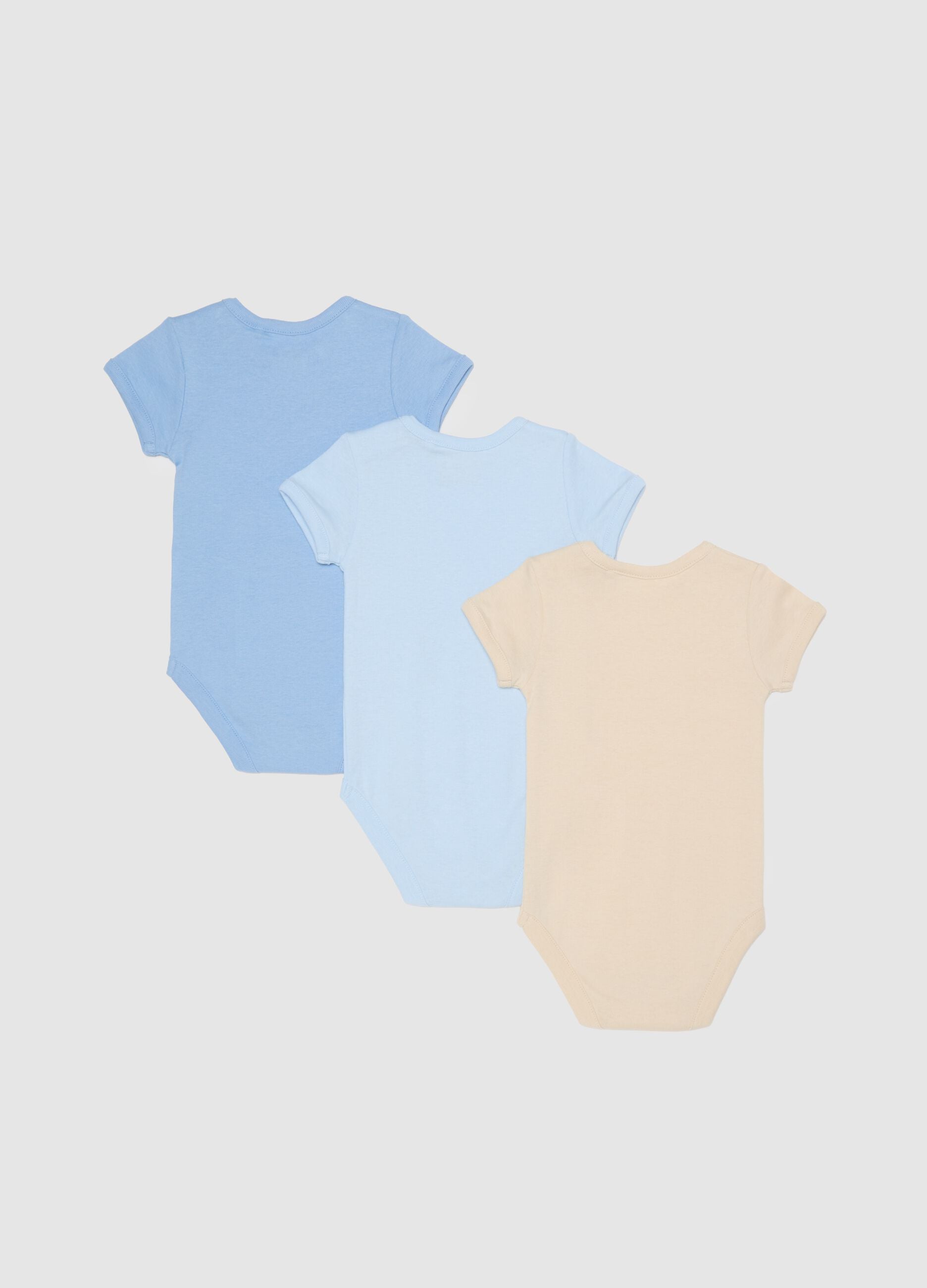 Multicoloured baby bodysuit tripack in pure cotton