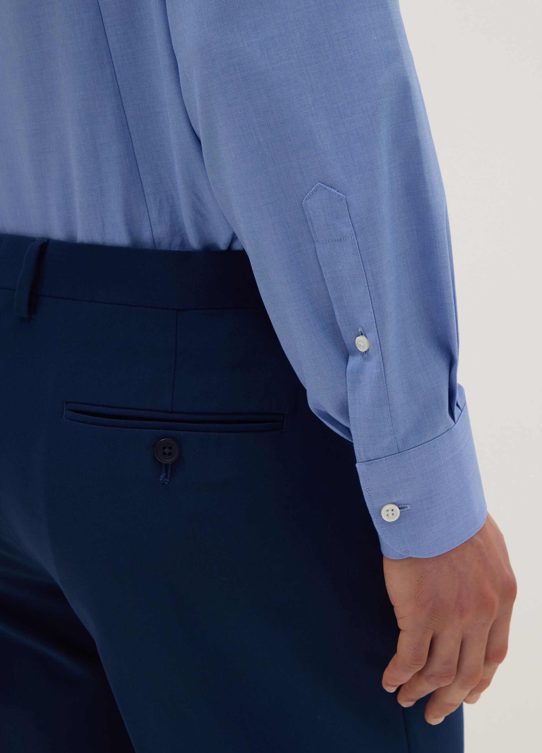 Slim fit light blue pure cotton shirt