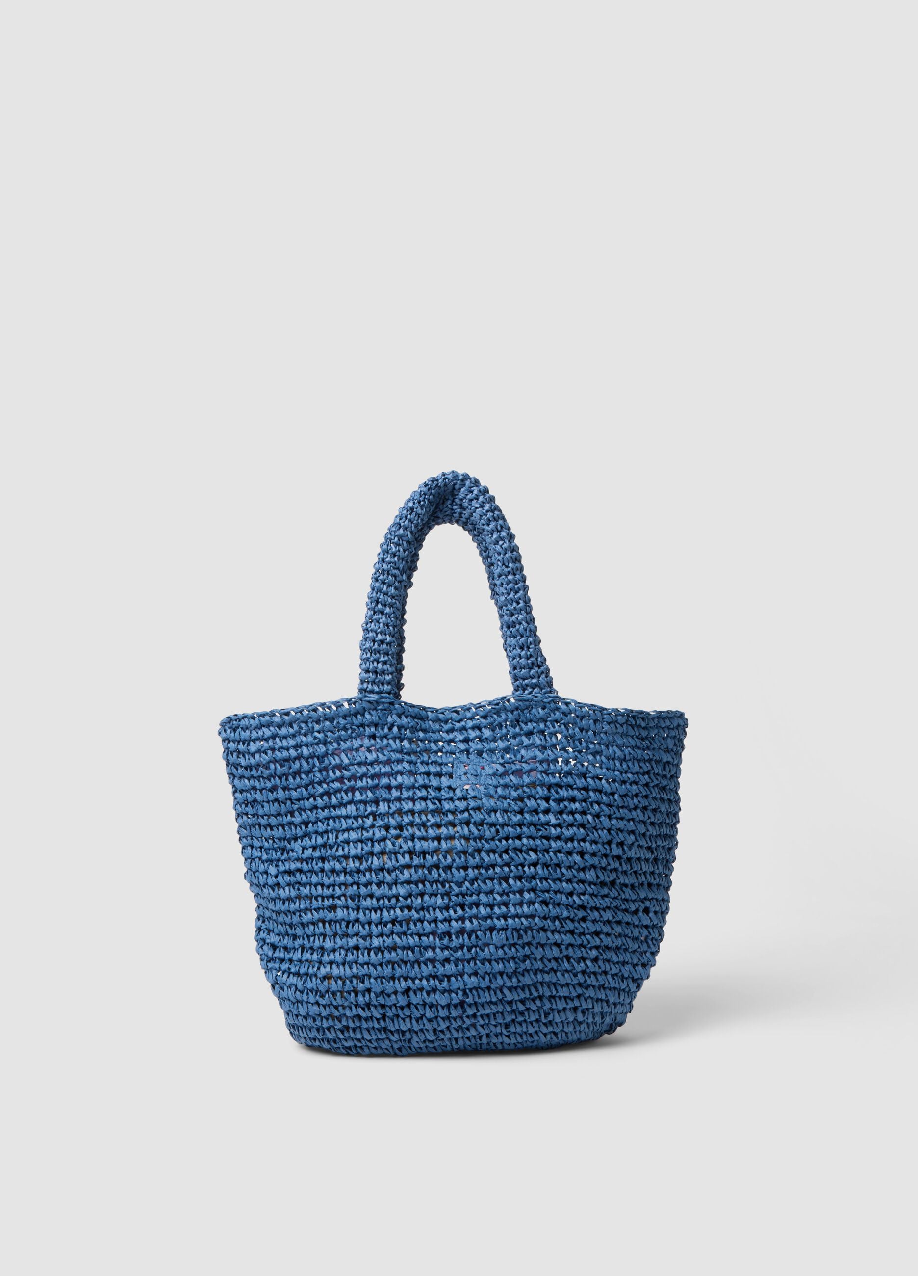 Borsa mare blu in puro tessuto carta intrecciato