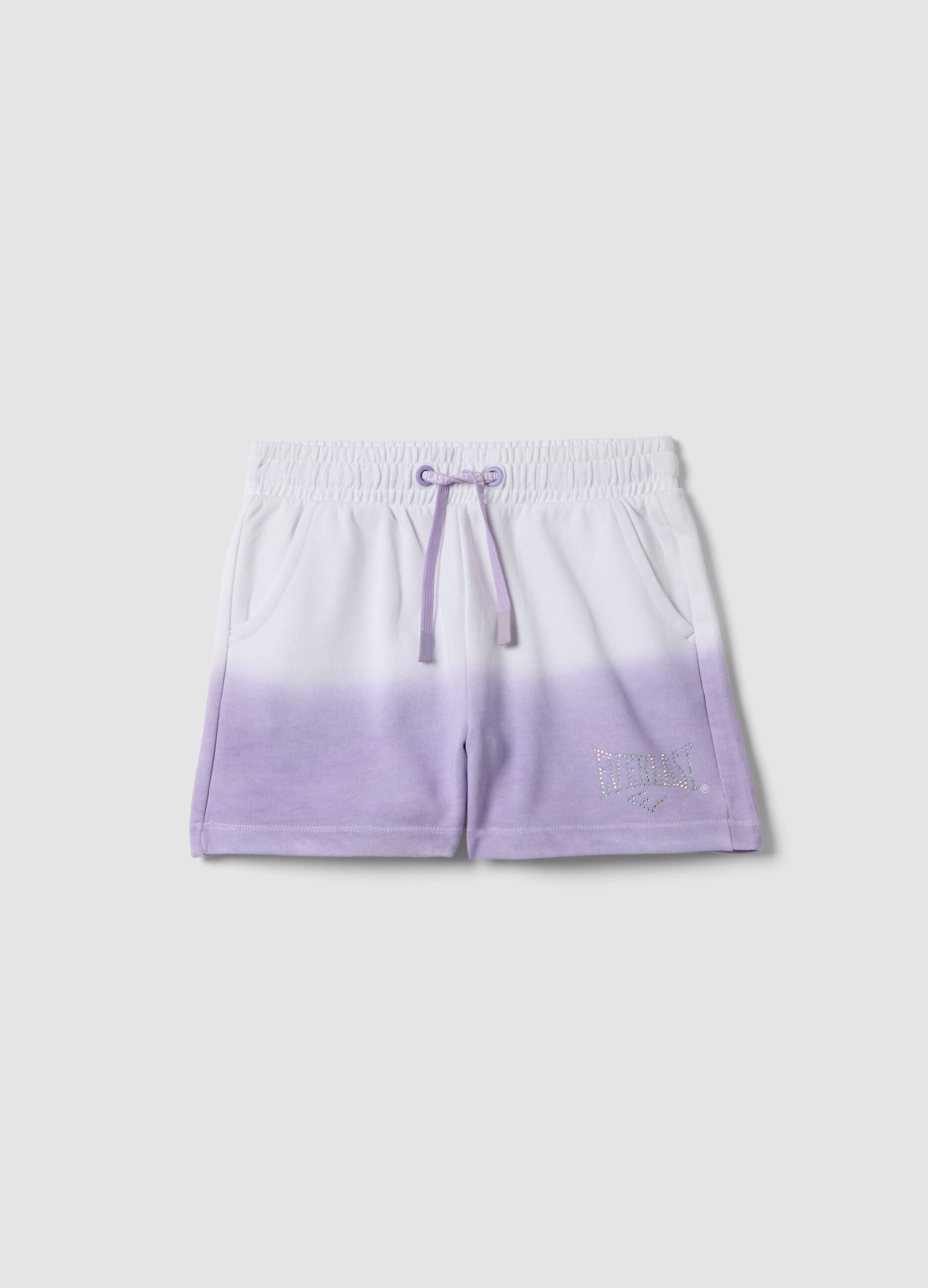 Purple cotton-blend shorts with elasticated waist for girls, regular fit