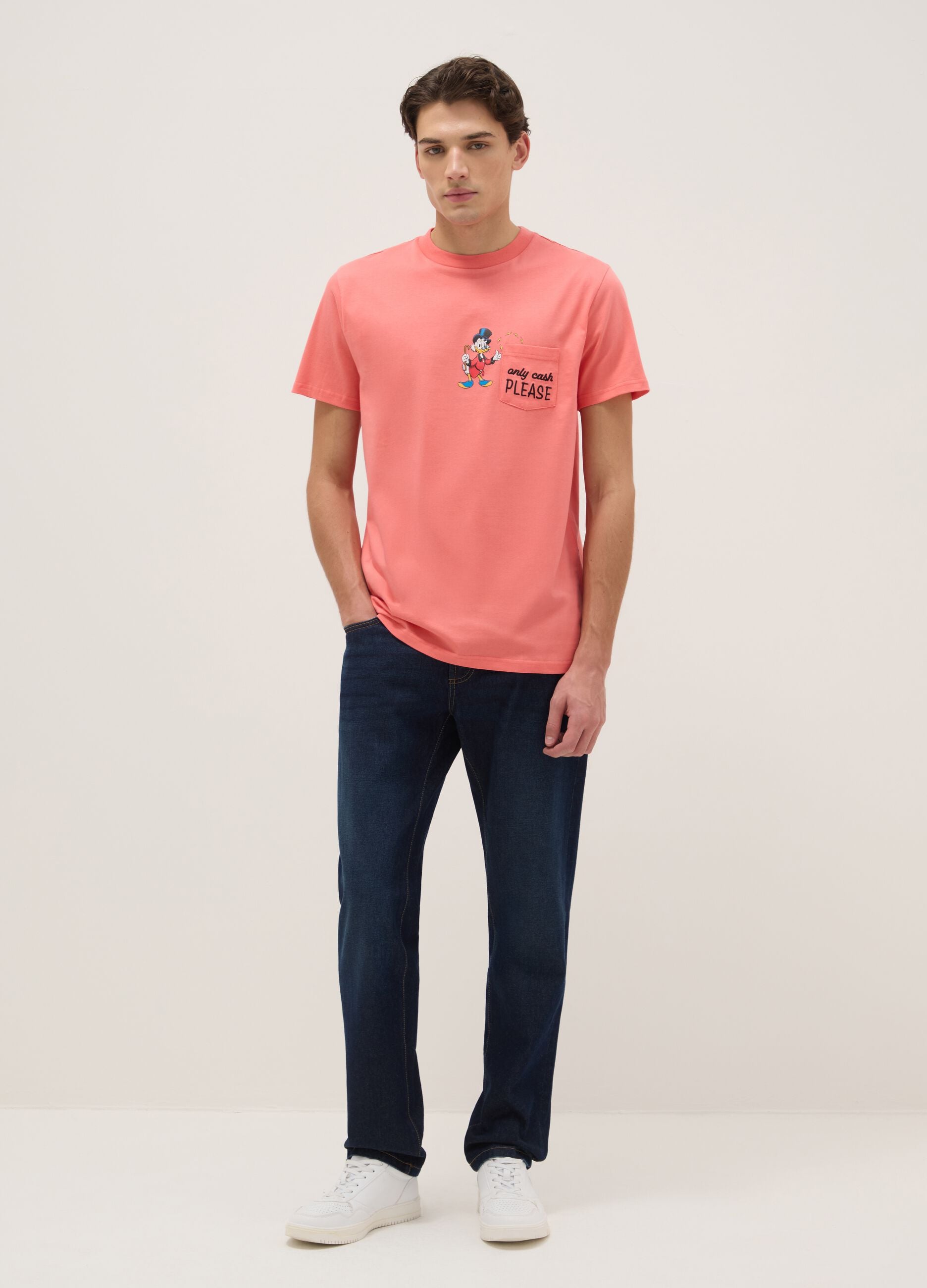 Black pure cotton regular fit t-shirt with print