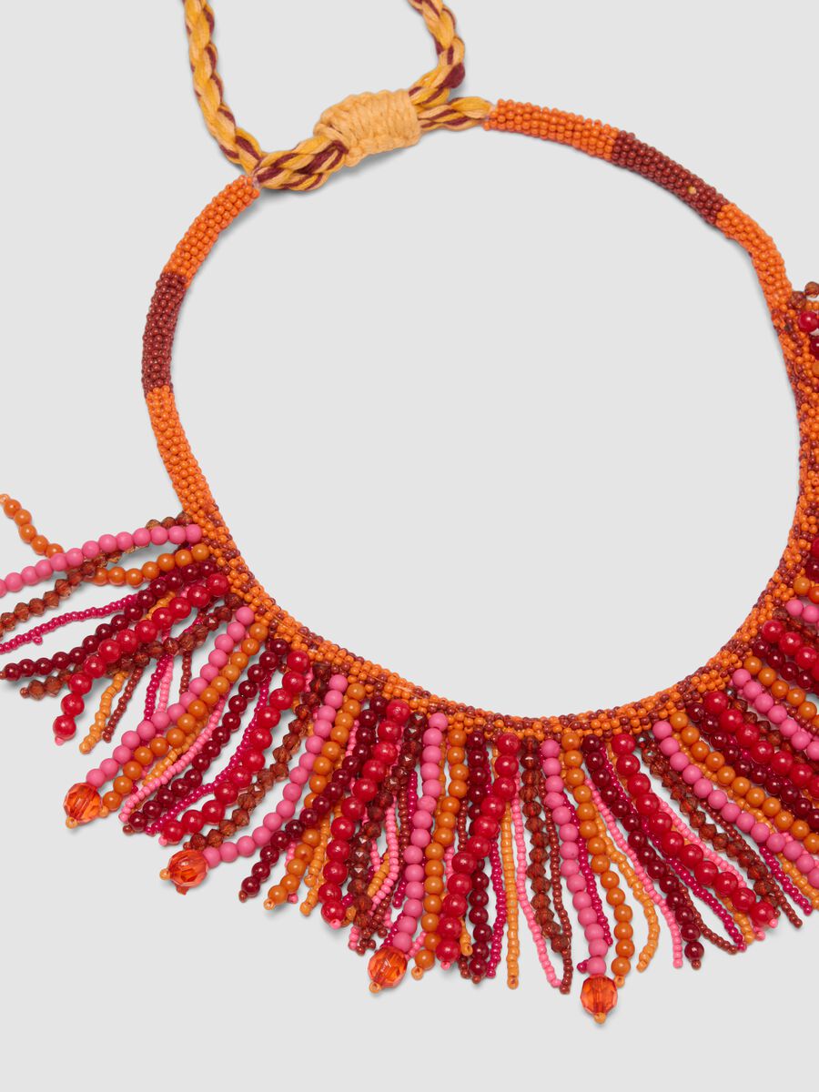 Multicolour beaded necklace with tassels_2