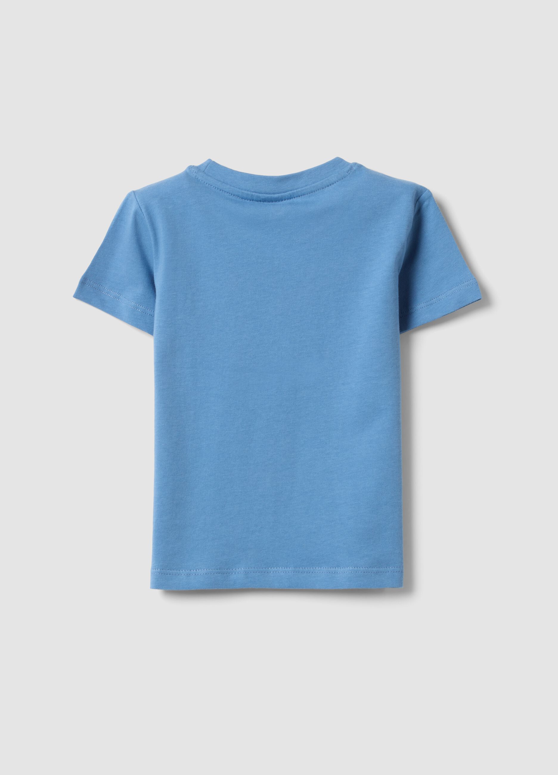 Blue pure cotton kid&rsquo;s T-shirt with regular fit and dog print