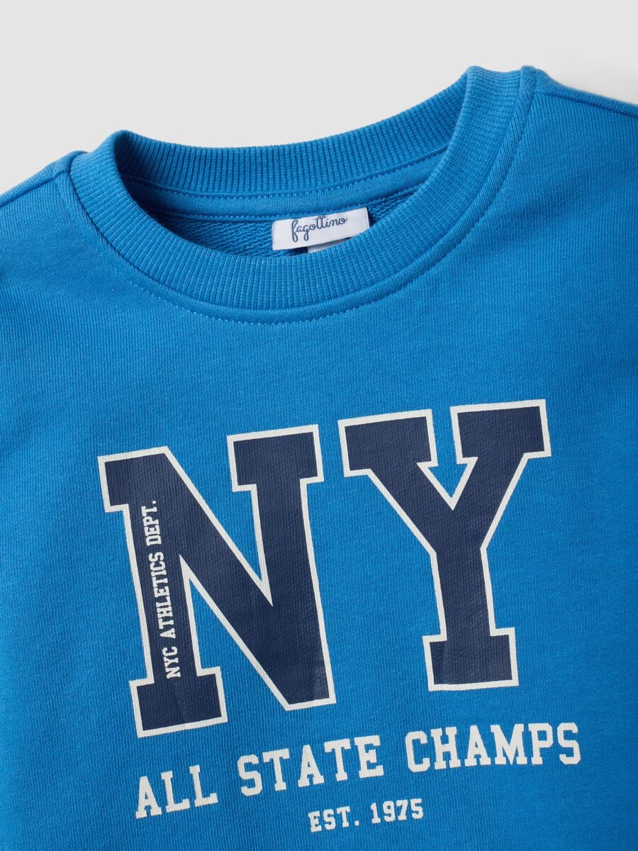 Blue pure cotton crew-neck tracksuit set for boys_2