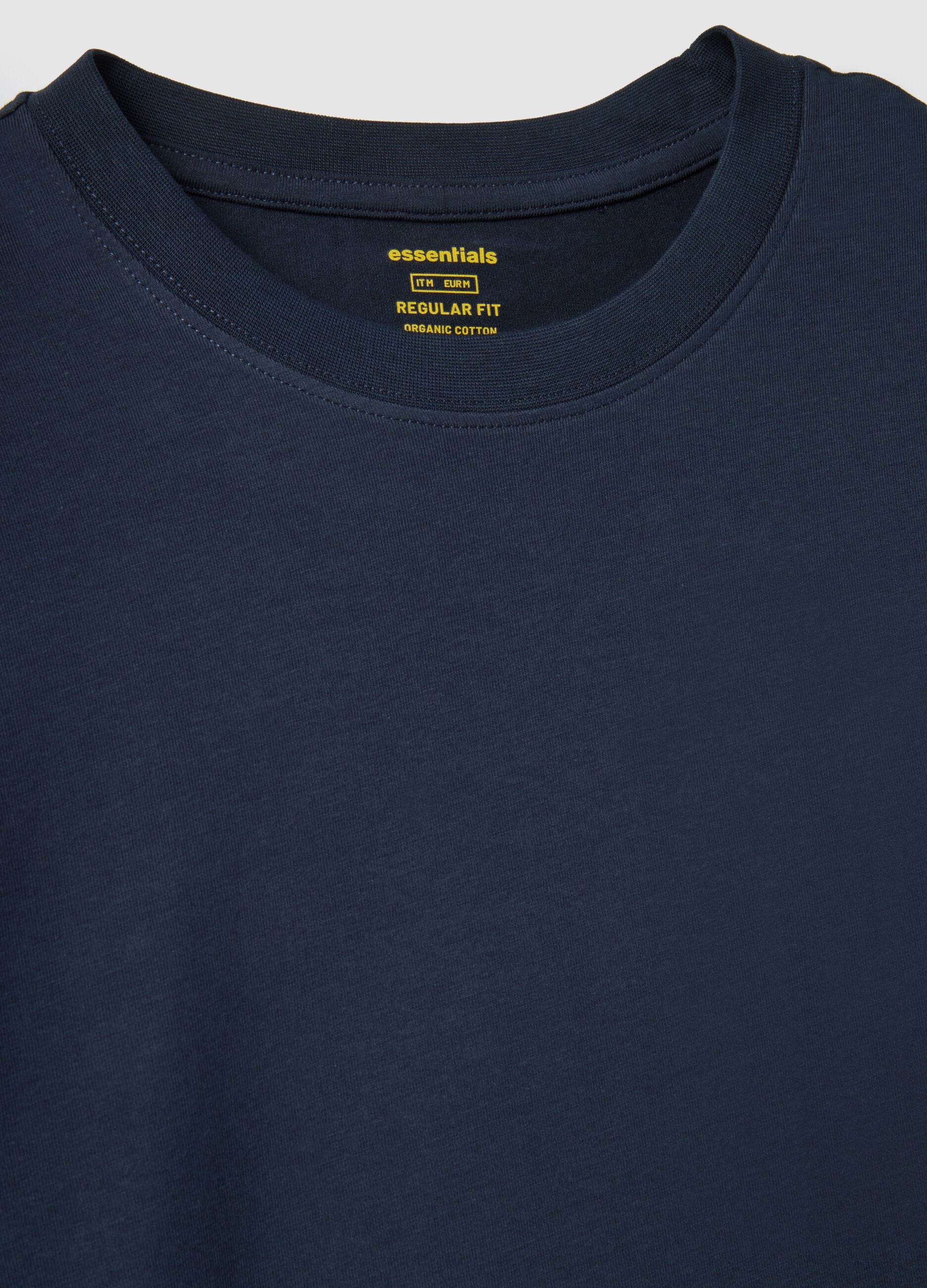Regular Fit Long-Sleeve Stretch Cotton Blue T-shirt