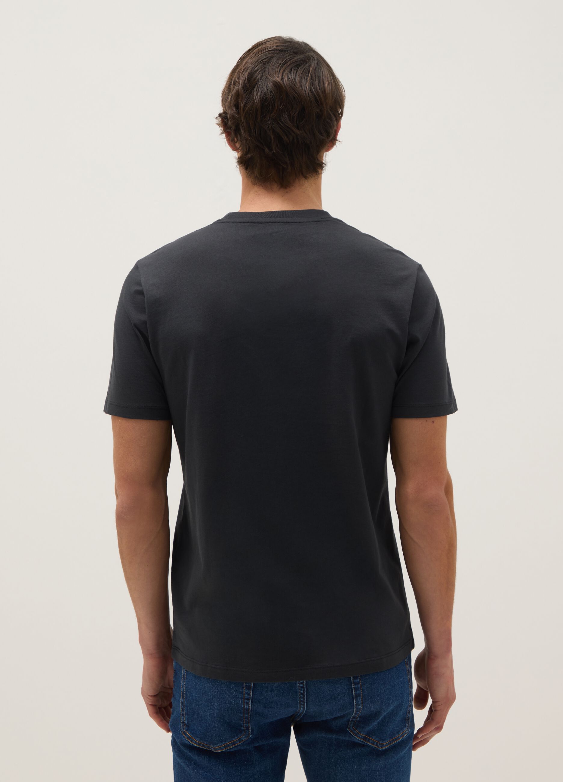 Black pure cotton regular fit t-shirt