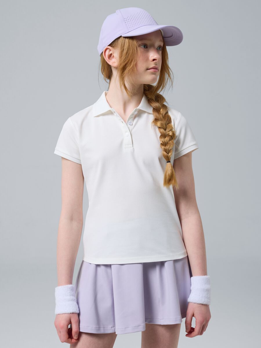 ALTAVIA COURT white sporty polo in stretch cotton_0
