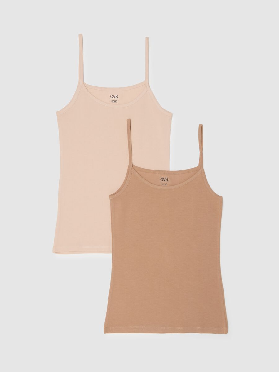 Twin-pack sleeveless vests in stretchy multicolour cotton regular fit_4