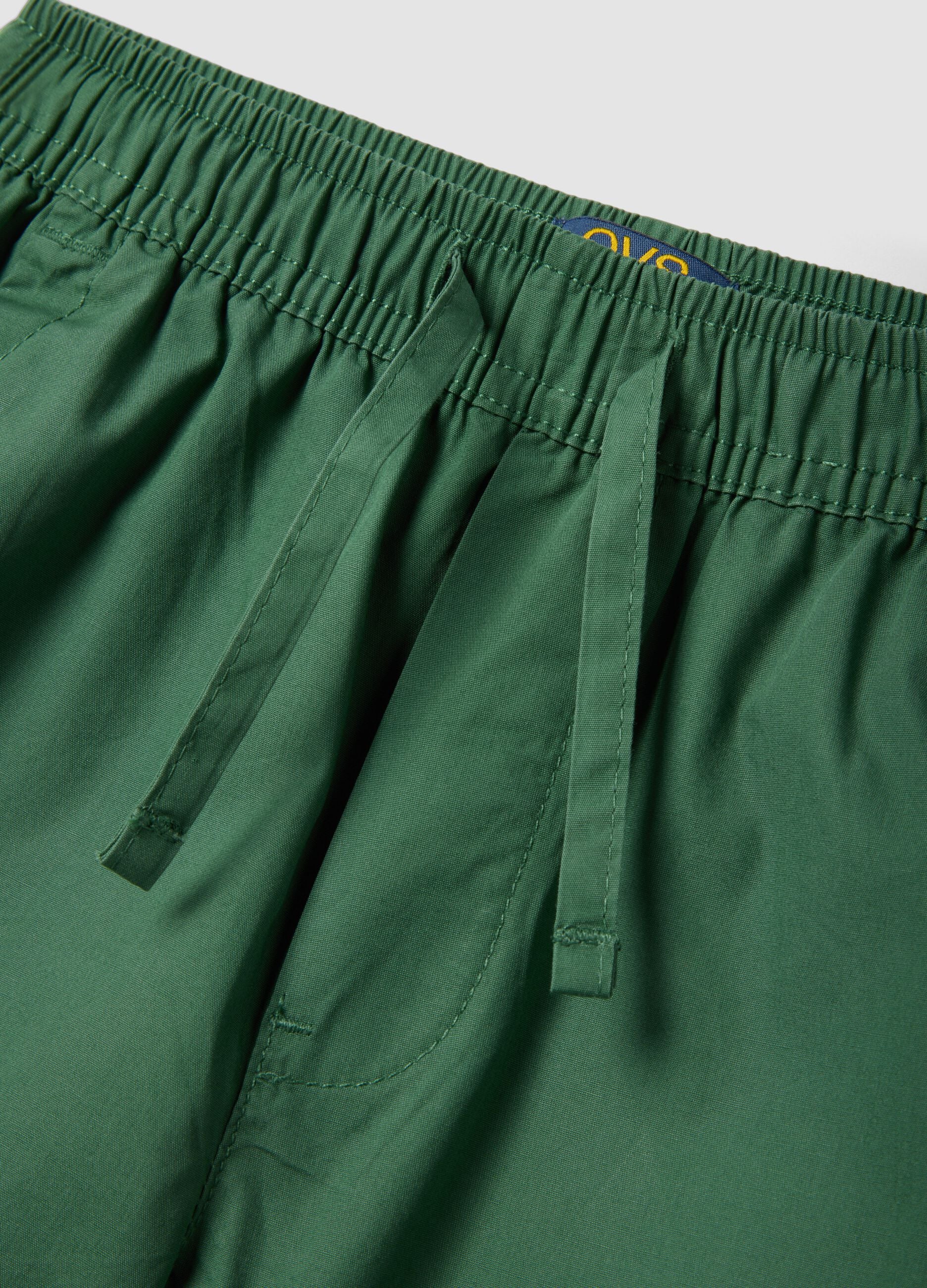Green Pure Cotton Regular Fit Children's Shorts