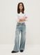 Blue denim pure cotton regular fit jeans for girls_0
