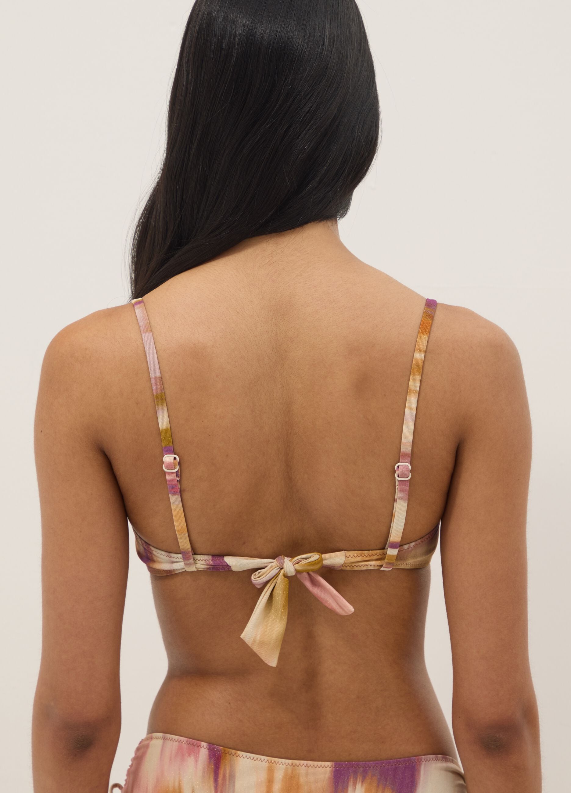 Multicolour stretch bandeau bikini top