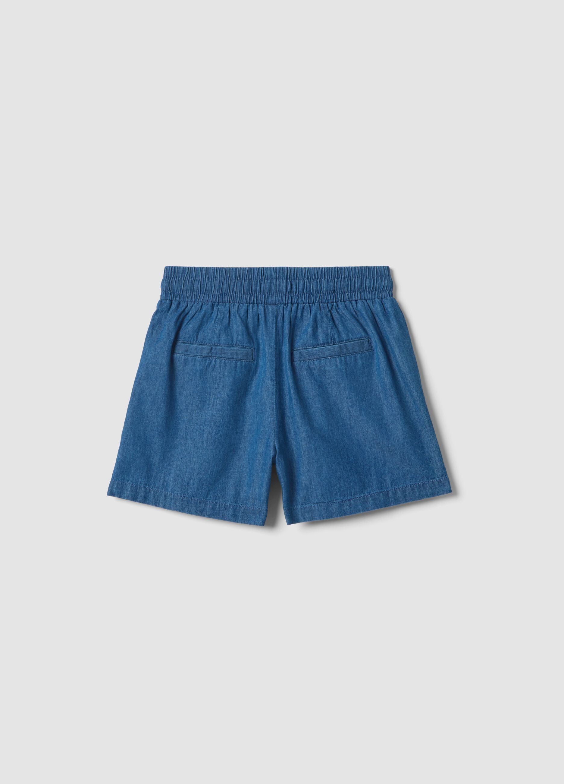 Girls' Pure Cotton Blue Denim Regular Fit Shorts