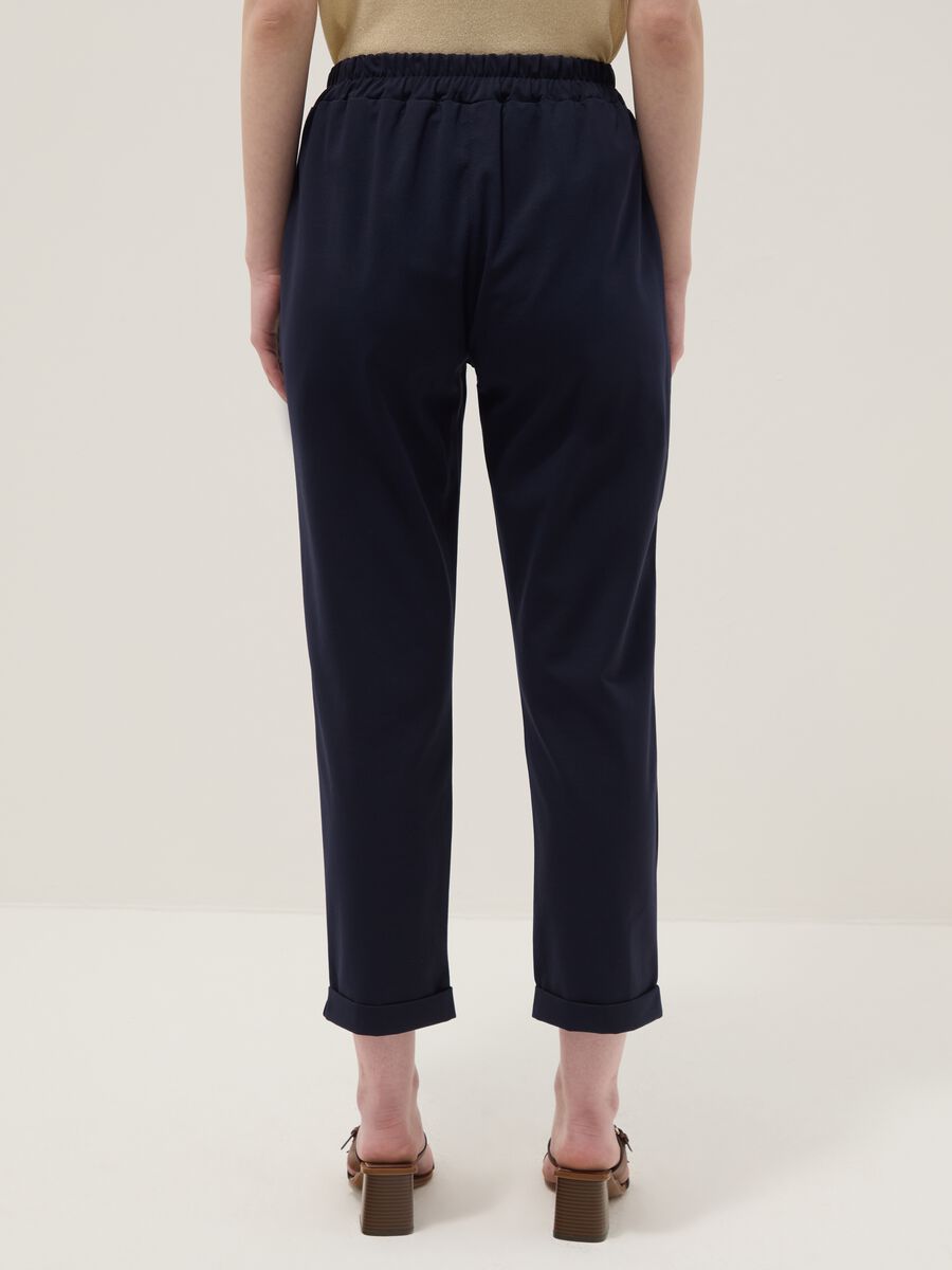 Blue Stretch Cotton Blend Trousers Regular Fit_2