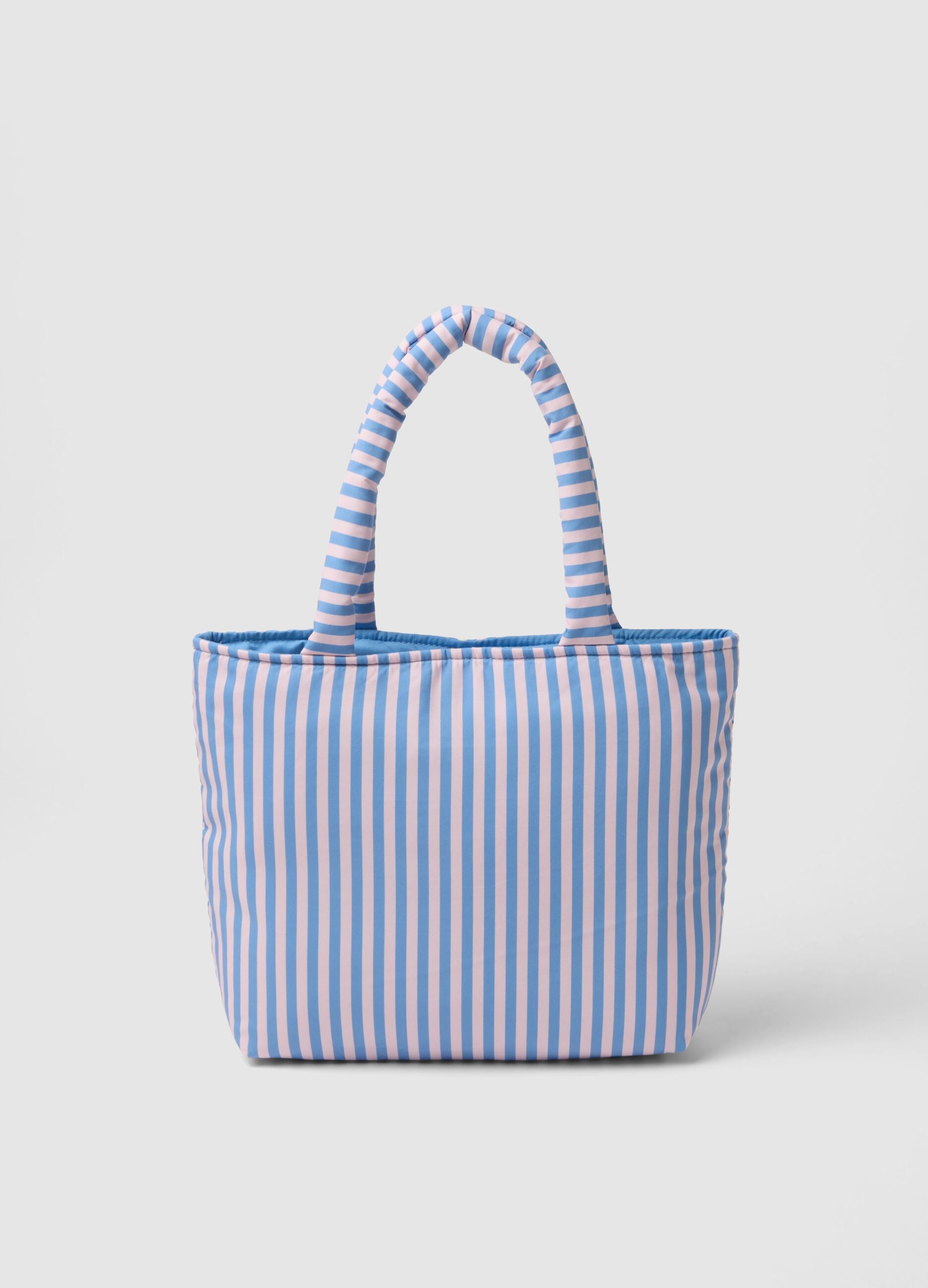 Multicolour striped pure cotton shoulder bag with soft handles