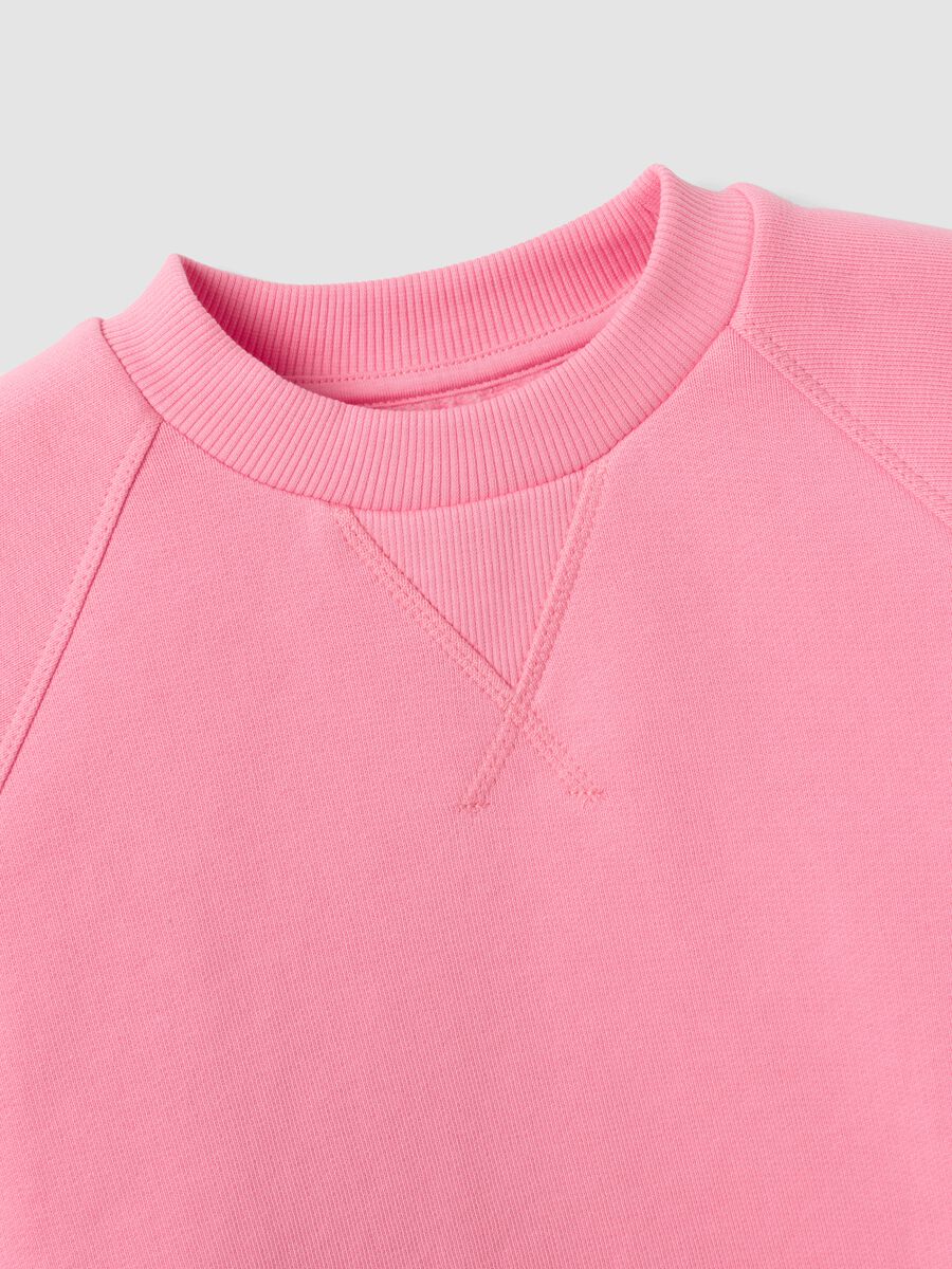Pink cropped cotton-blend crew-neck sweatshirt, relaxed fit for girls_4