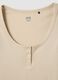 Beige pure cotton T-shirt regular fit with deep Henley neckline_5