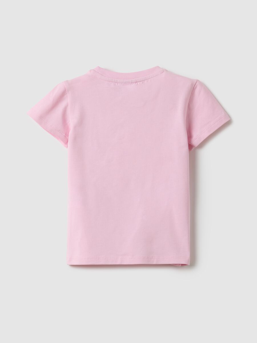 T-shirt in cotone elasticizzato rosa da bimba regular fit con cuore_1