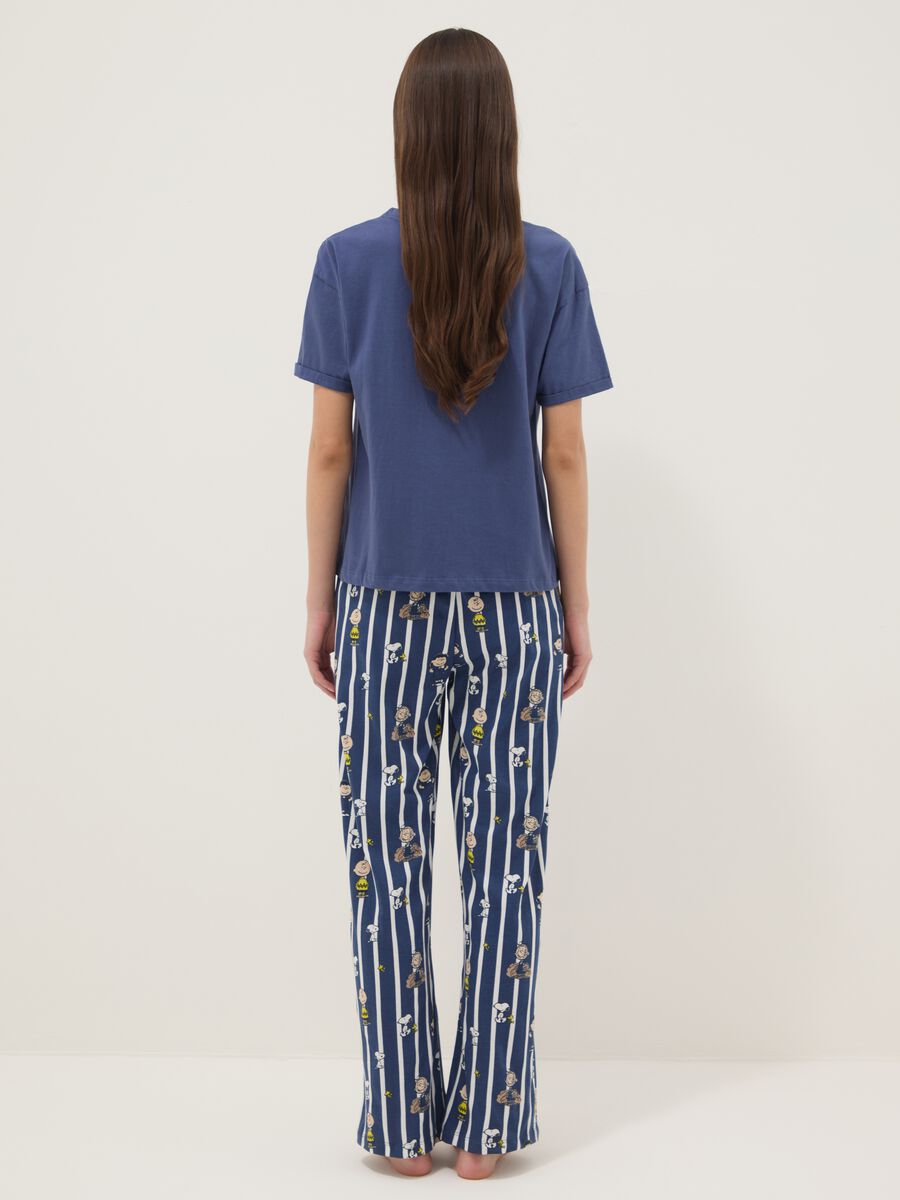 Blue pure cotton regular fit pyjamas with Peanuts prints_2