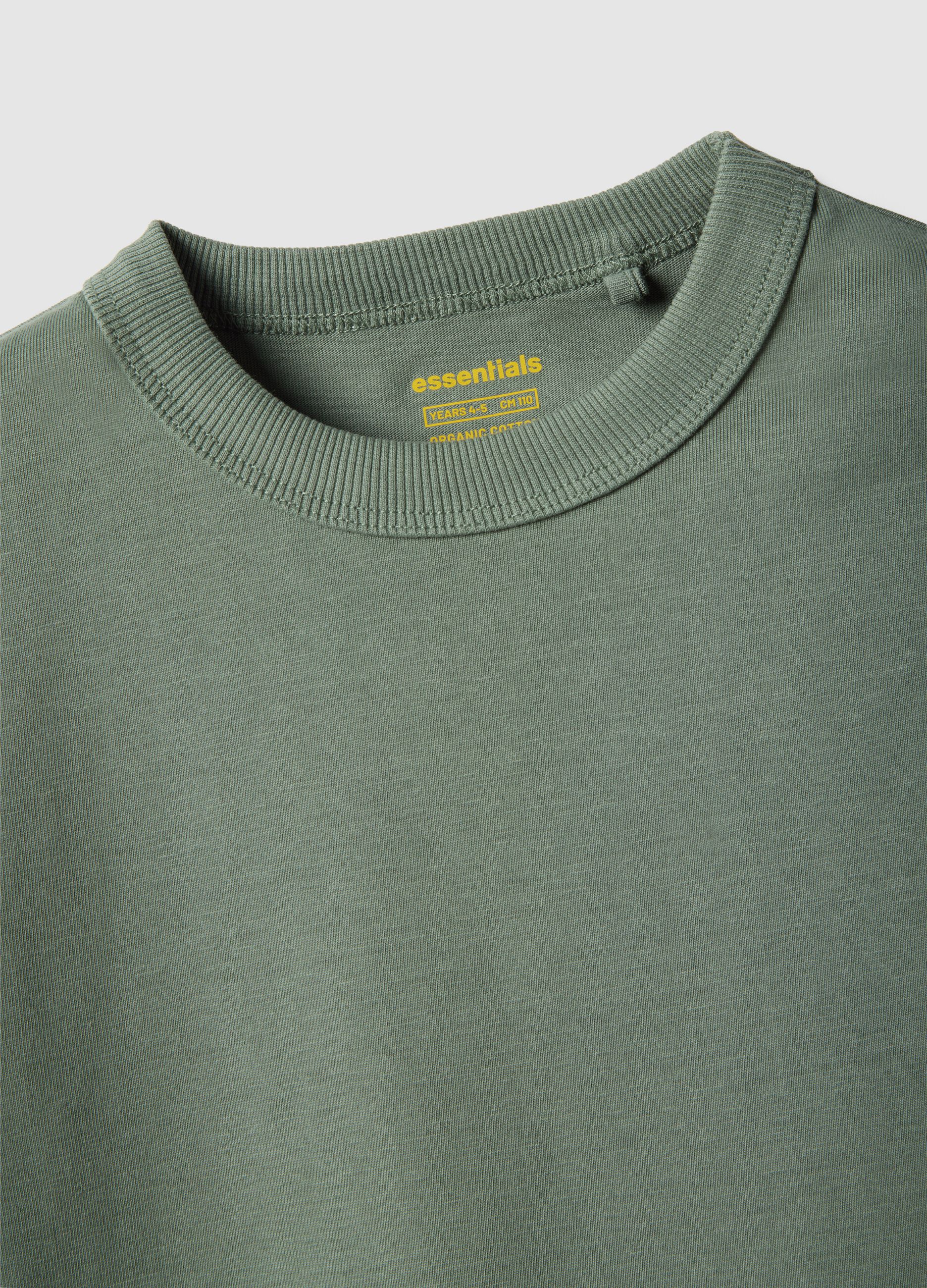 Green crew neck children's t-shirt in pure cotton regular fit