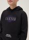 Kids' Regular Fit Pure Black Cotton Sweatshirt with Lakers Print_2