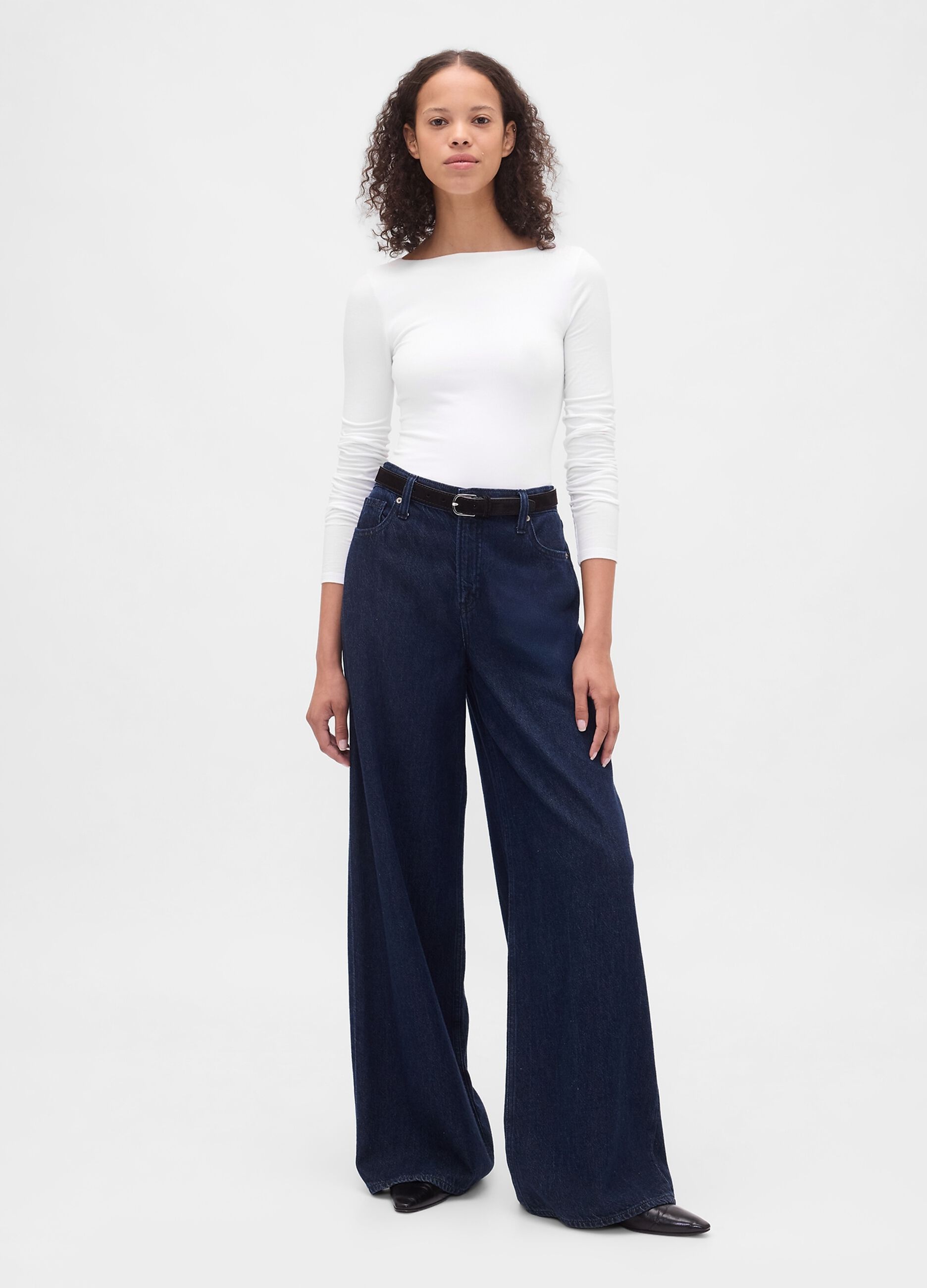 White Stretch Long Sleeve Top