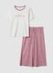 Pink and white organic cotton pyjamas with cropped trousers_4
