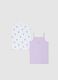 Bipack of multicoloured pure cotton vests for baby girls with sunflowers_0