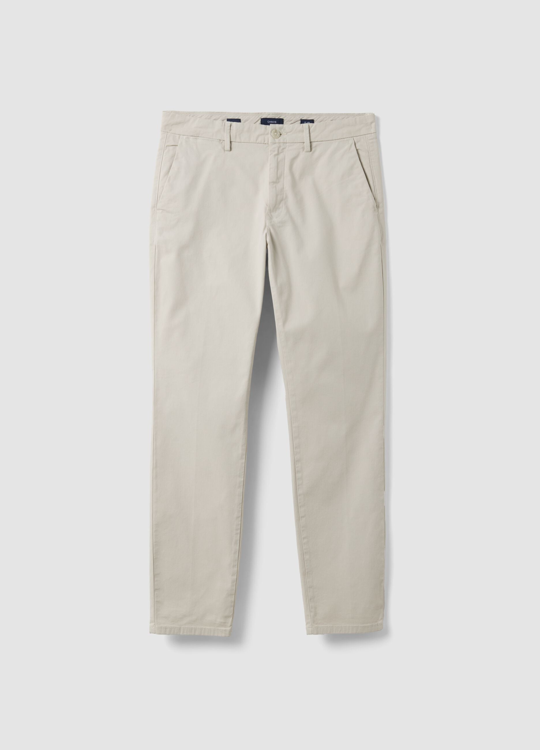 White slim-fit stretch cotton chino trousers