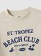 Children's oversized fit beige pure cotton T-shirt with print_3