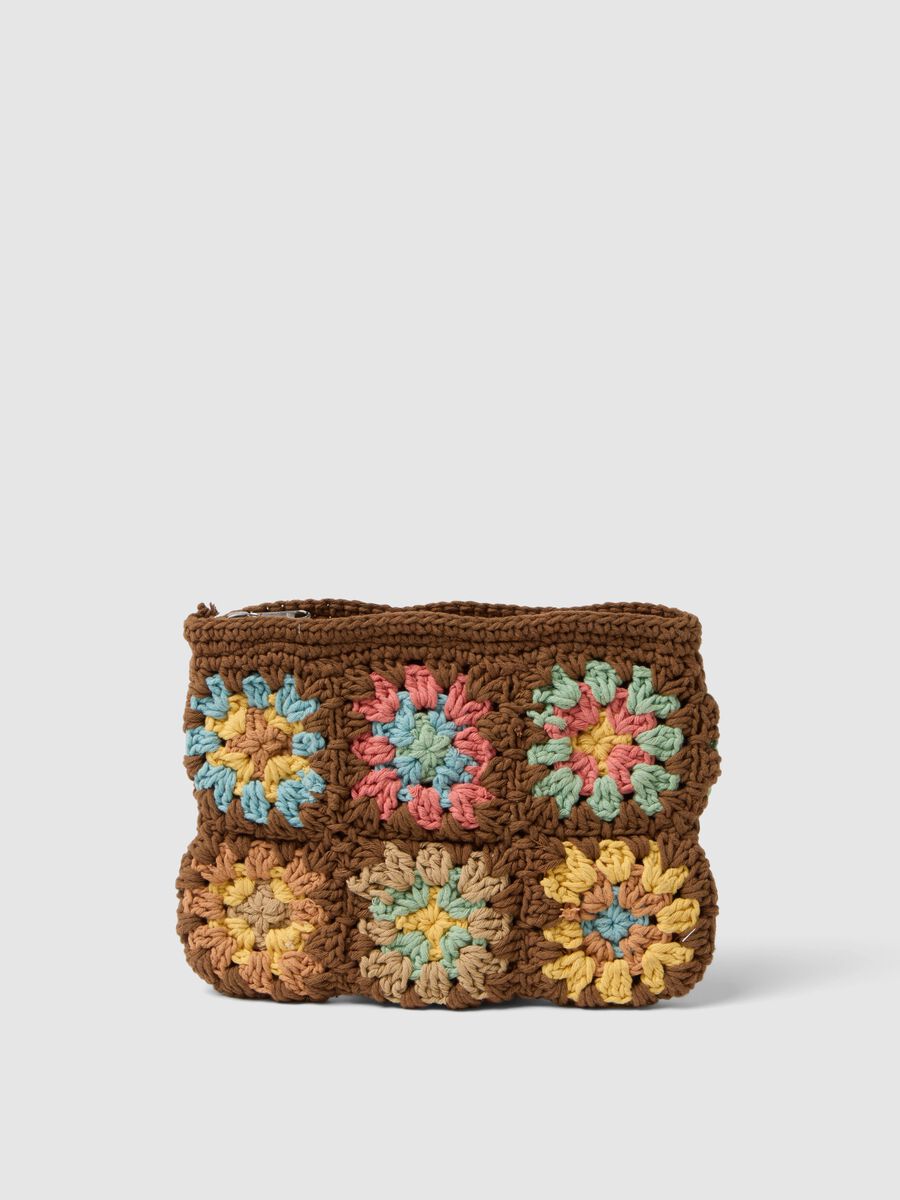 Pochette in misto cotone multicolor con crochet_0