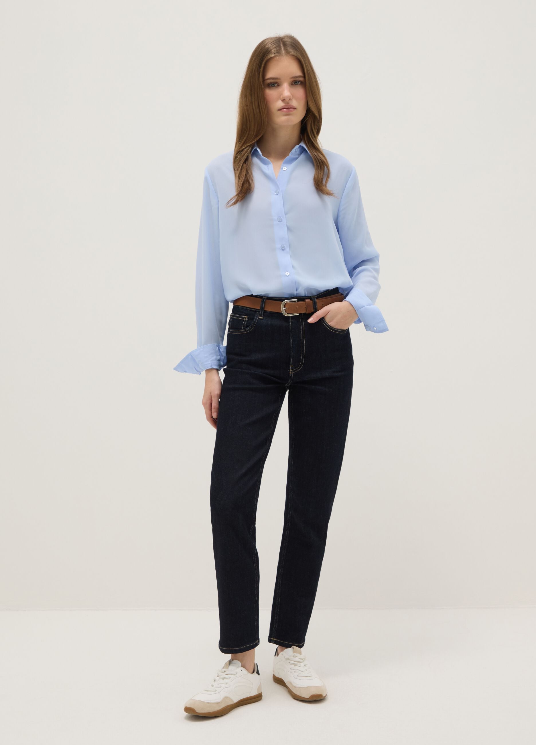 Blue long sleeve shirt regular fit