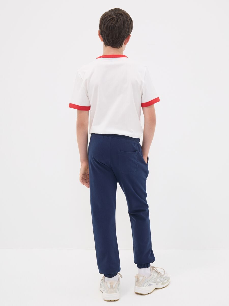 Blue pure cotton jogger trousers with print for boys_1
