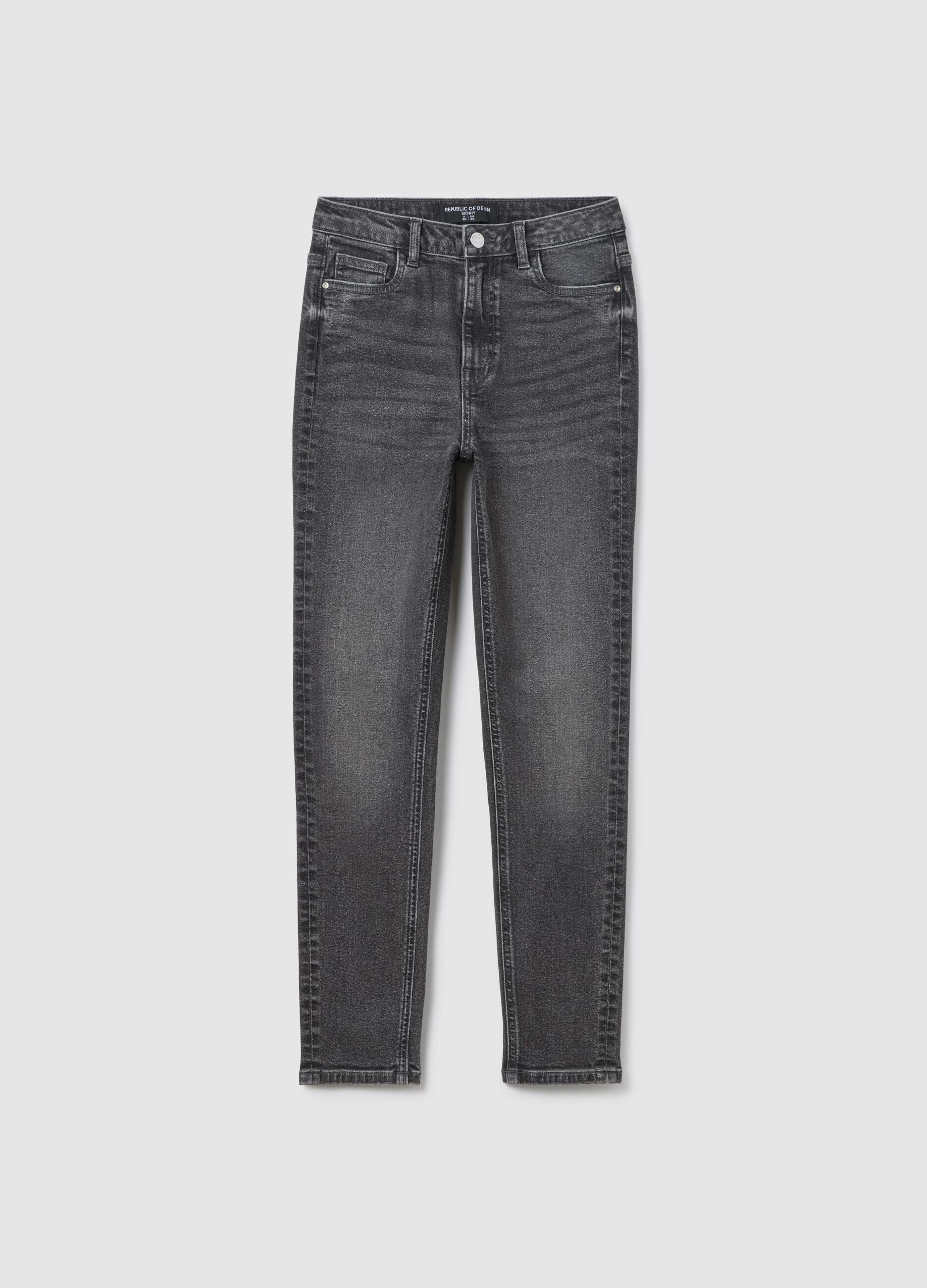 Grey Stretch Cotton Skinny Fit Jeans