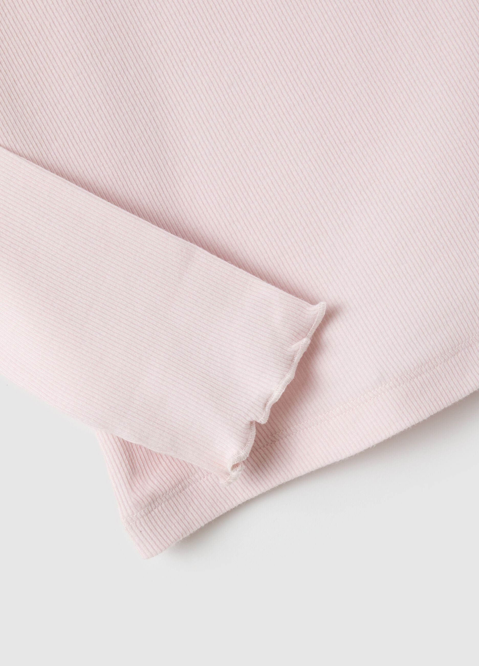 Pink crew neck long sleeve top in regular fit cotton blend