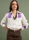 White pure cotton oversized shirt with purple embroidery_0