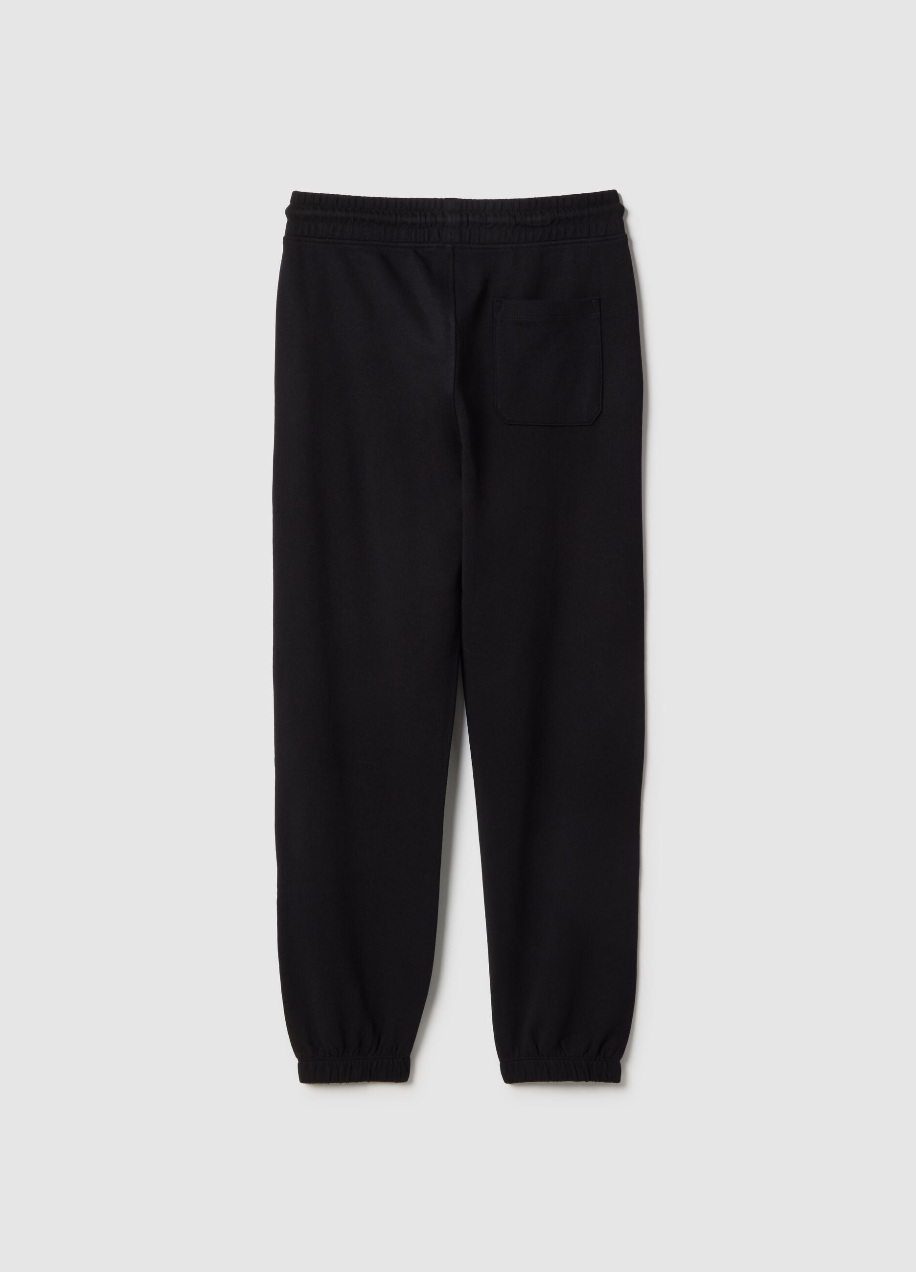 Boys' regular fit pure cotton black jogger trousers