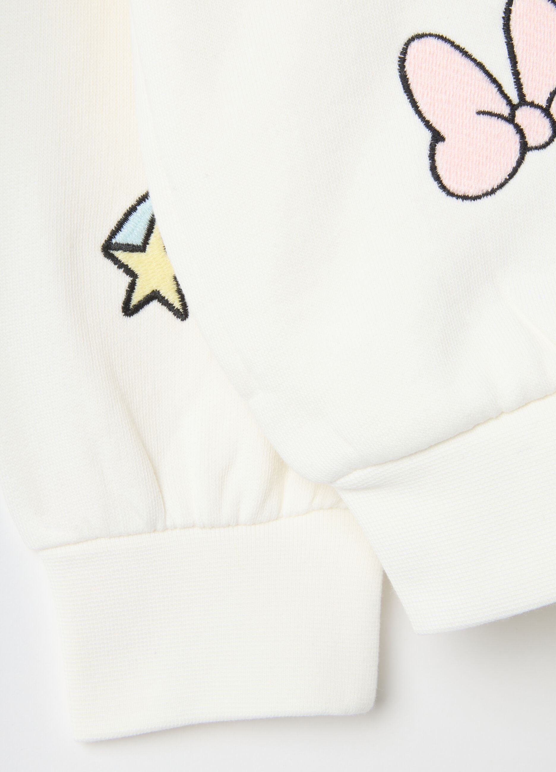 Girls' white sweatshirt in pure cotton, regular fit with prints