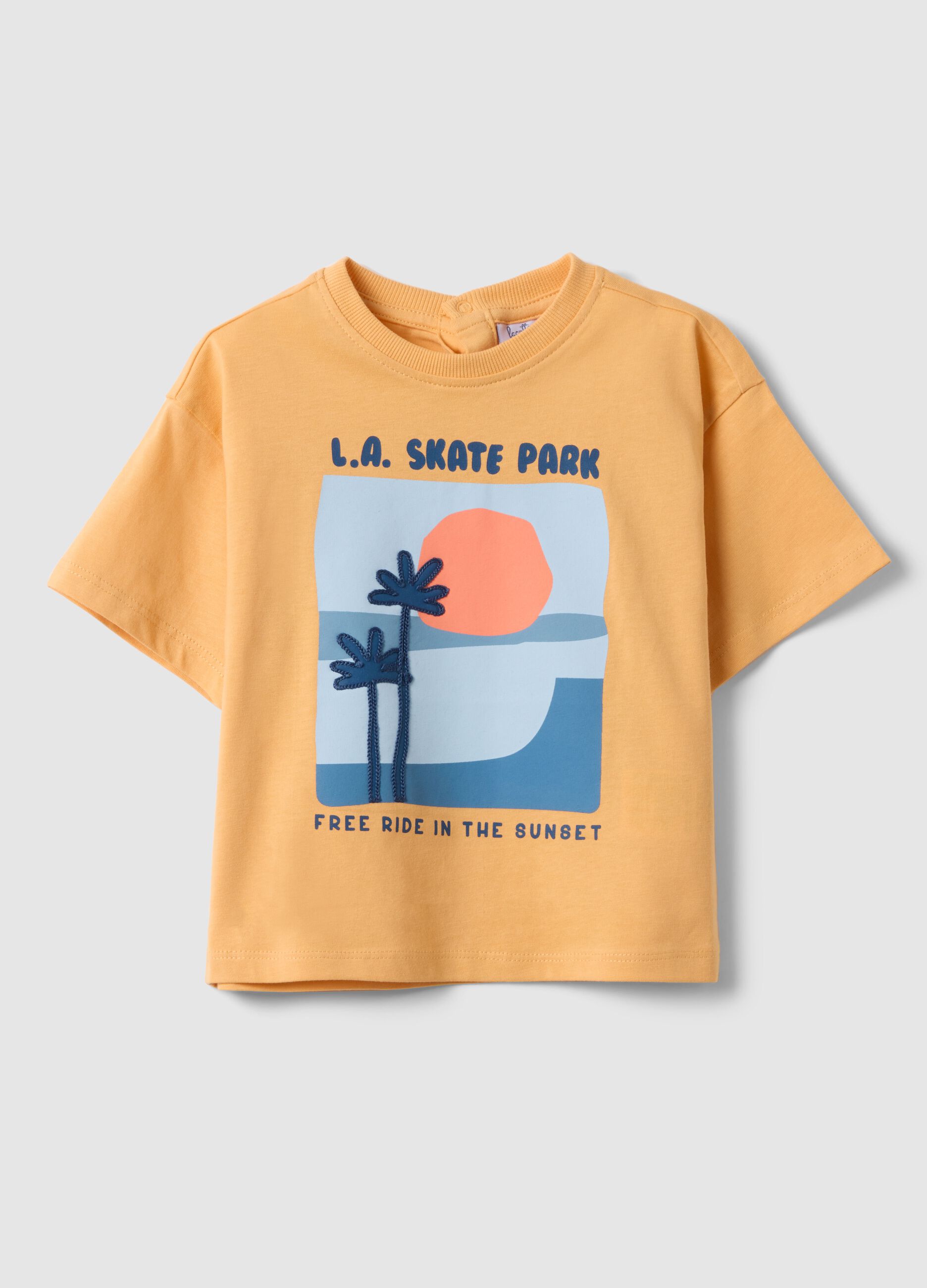 Orange pure cotton t-shirt with print for toddler
