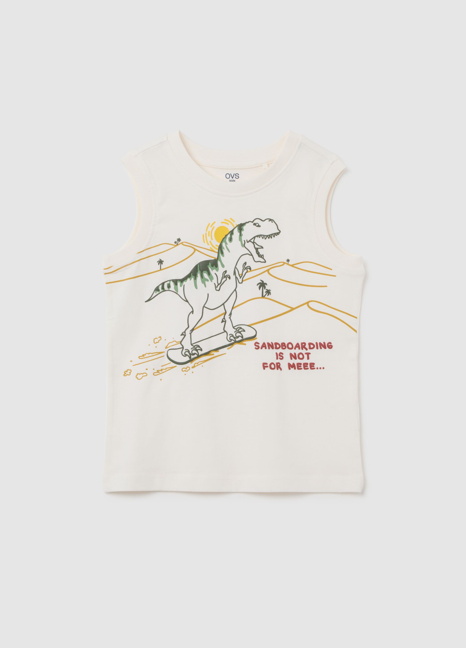Kids' sleeveless white cotton vest regular fit