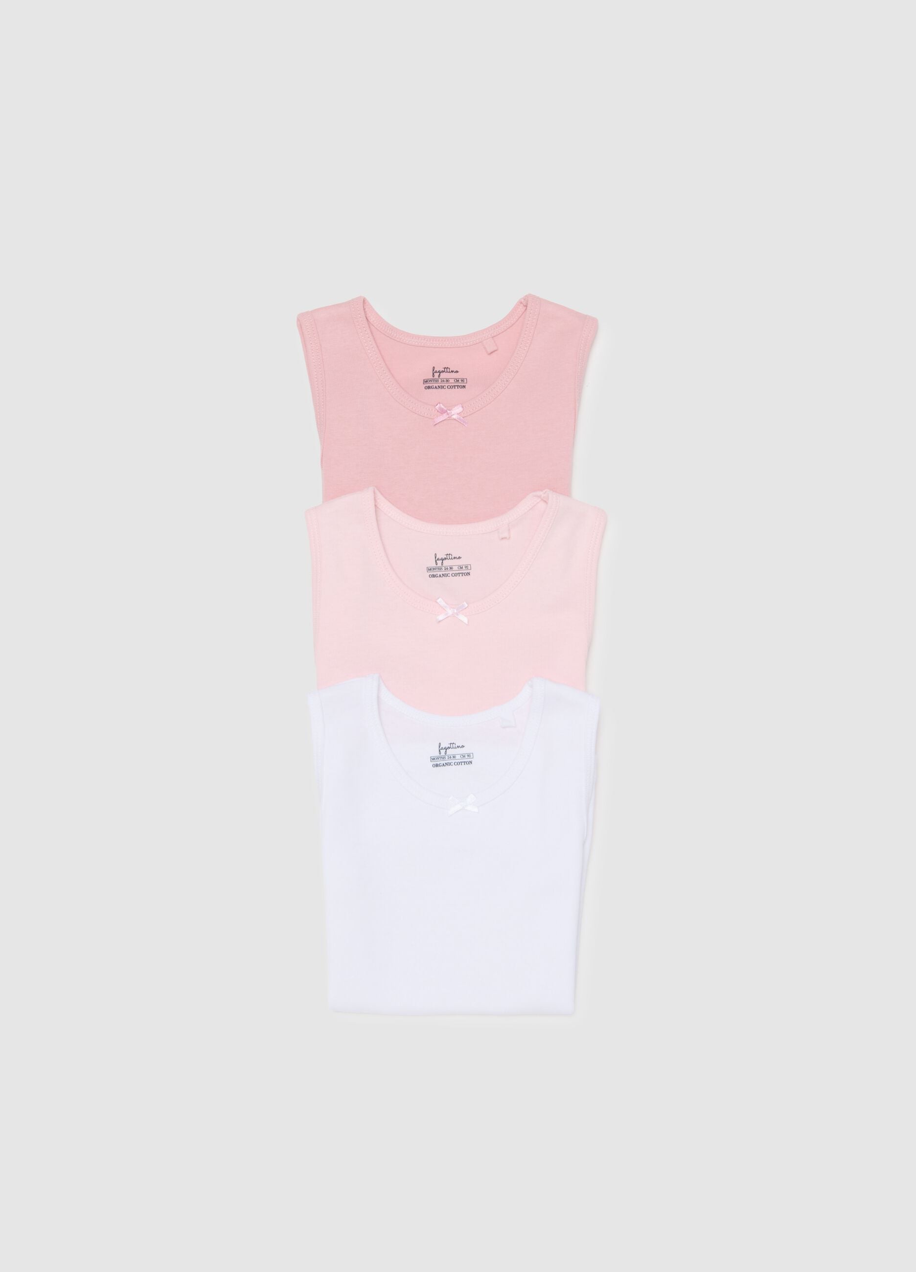 Tripack canottiere multicolor da neonato in puro cotone