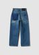 Blue pure cotton denim jeans, straight fit with patches for boys_2