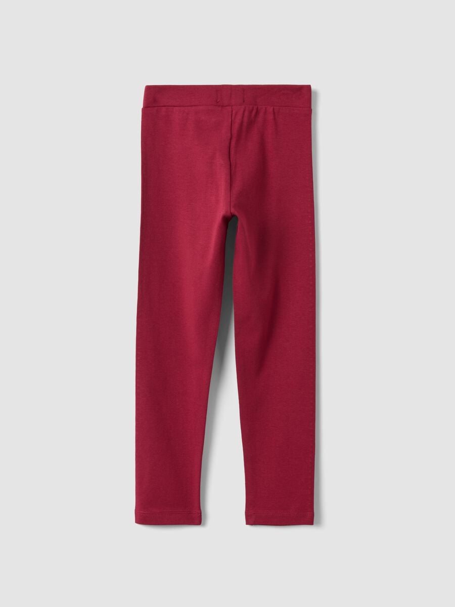 Girls&rsquo; red stretch organic cotton leggings with rhinestones_1
