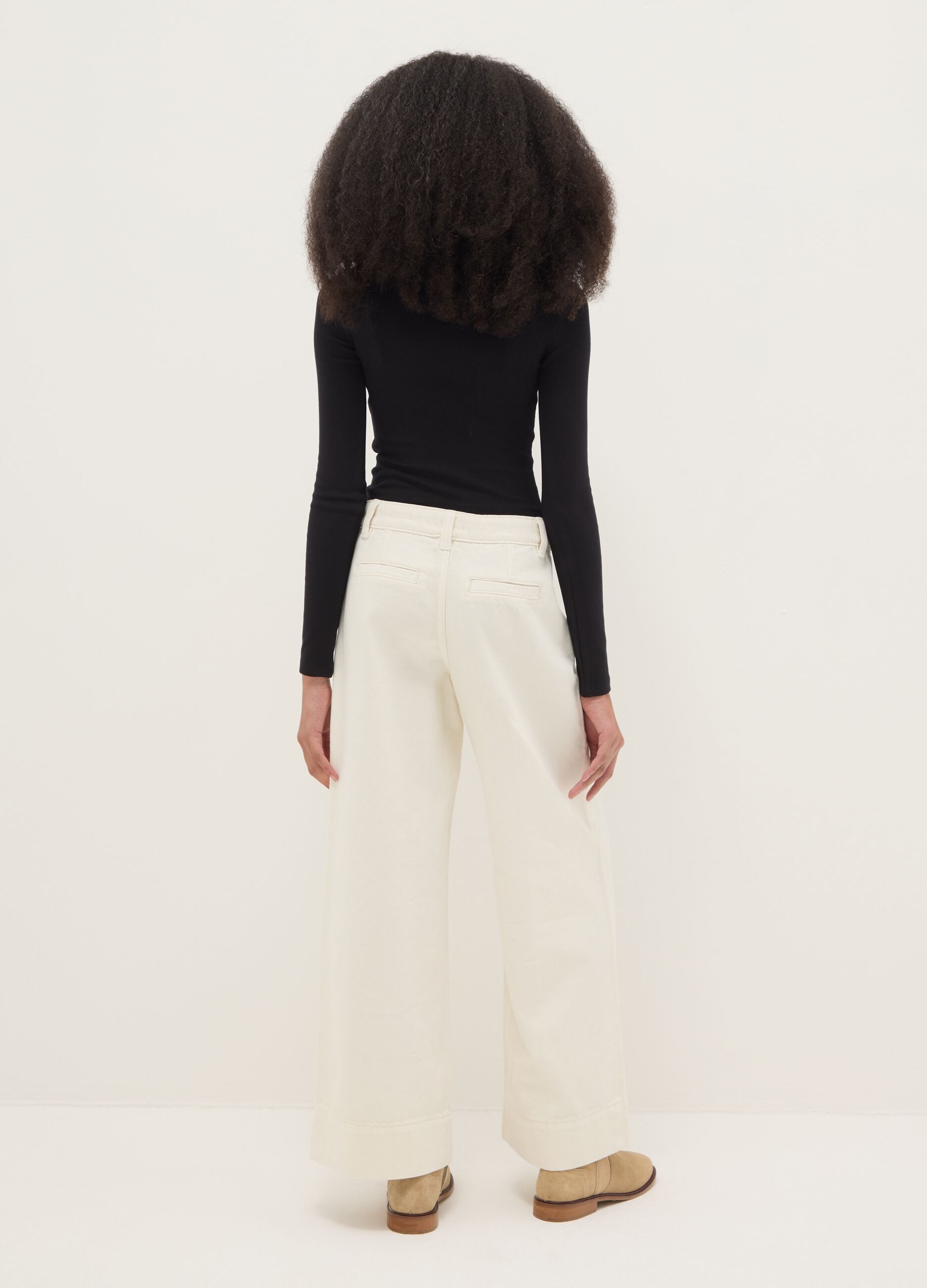Girls' White Relaxed Leg Pure Cotton Trousers