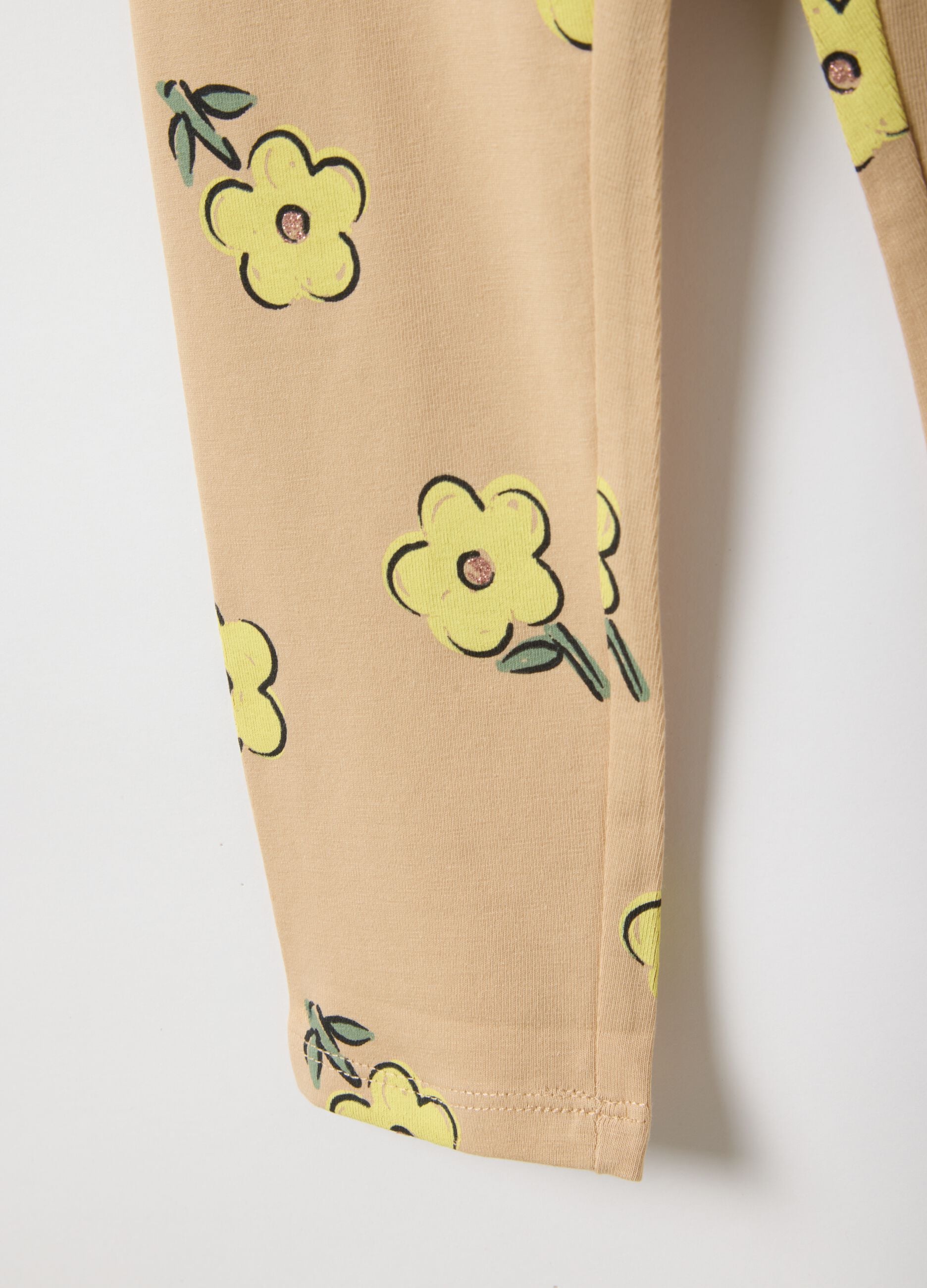 Girls' multicolour stretchy cotton skinny fit leggings with prints